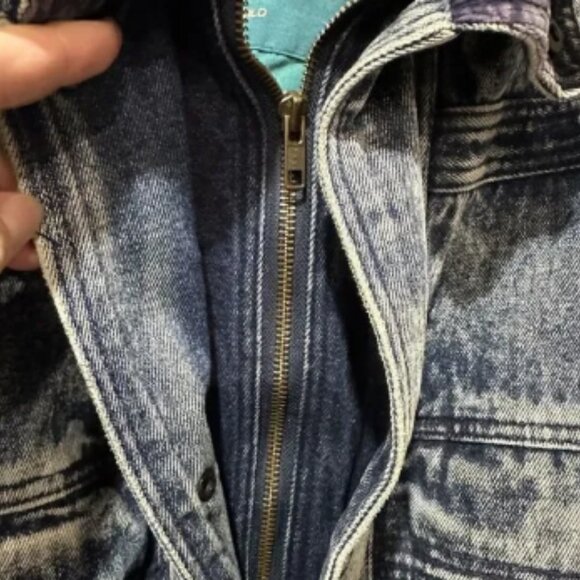 Vintage Urban Equipment Retro Acid Washed Blue Denim Jacket Mens Large / XL - Picture 12 of 16